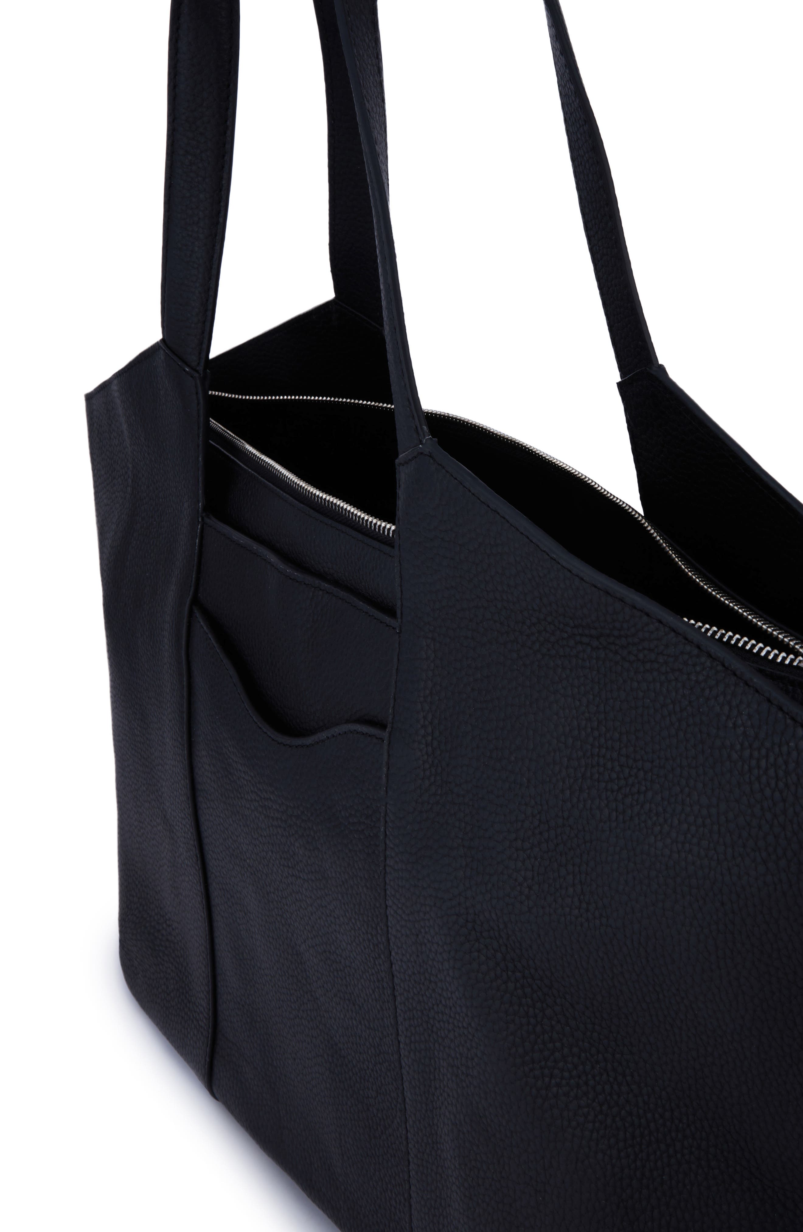 Melina Pebble Leather Tote, Alternate, color, BLACK