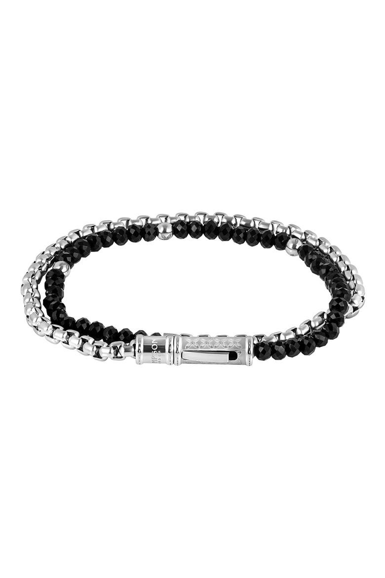 Black Agate Double Wrap Bracelet, Main, color, BLACK