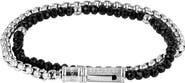 Thompson of London Black Agate Double Wrap Bracelet