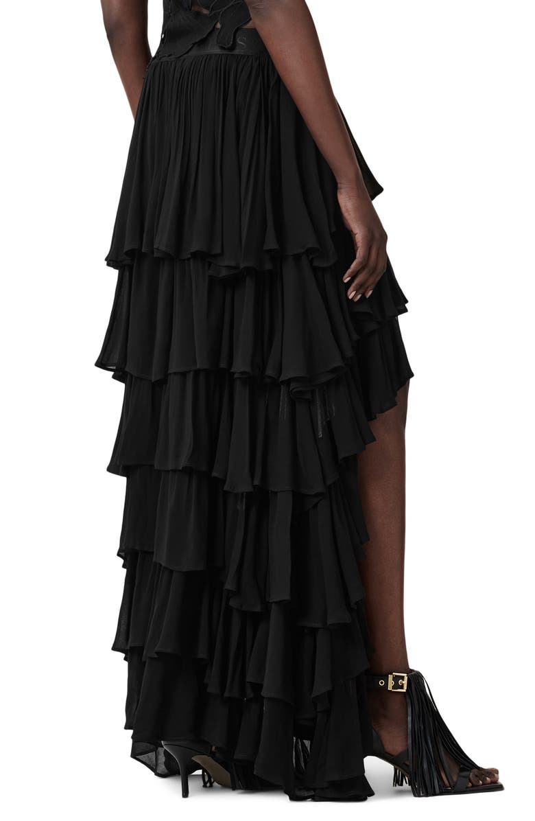 AllSaints Cavarly Layered Ruffle High-Low Maxi Skirt, Alternate, color,