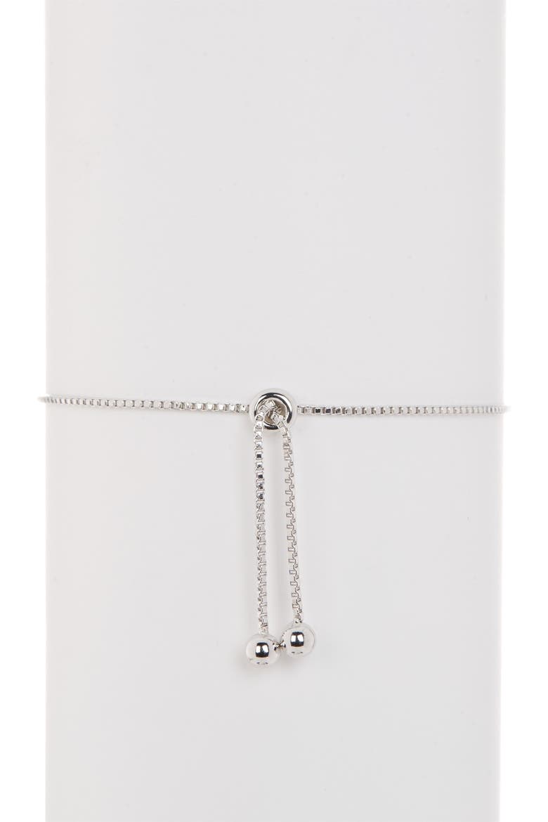 White Rhodium Plated Pavé Swarovski Crystal Evil Eye Lariat Bracelet, Alternate, color, SILVER