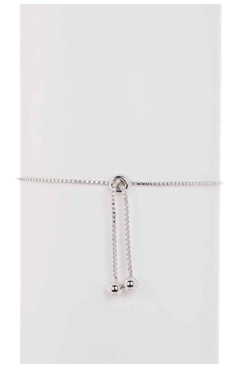 Adornia White Rhodium Plated Pavé Swarovski Crystal Evil Eye Lariat Bracelet, Alternate, color, Silver