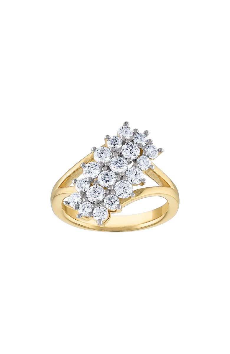 FZN 14K Gold Plated Sterling Silver Lab Created Moissanite Ring, Main, color, 