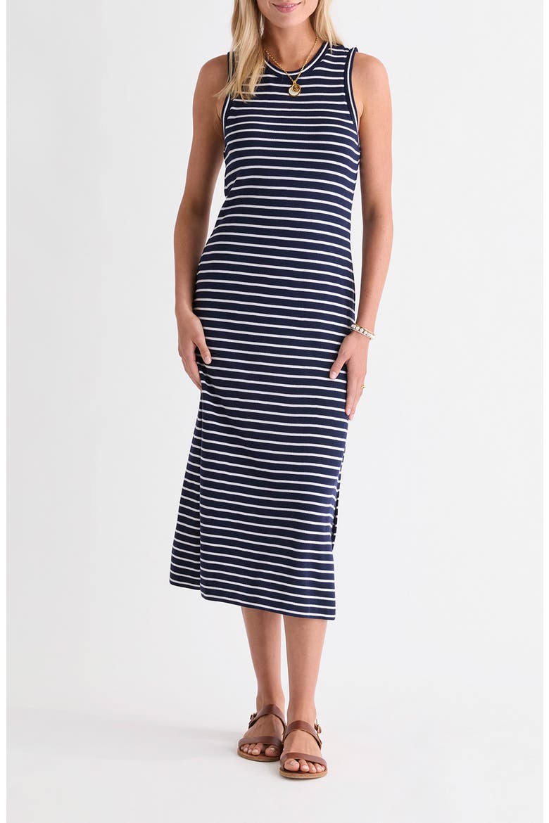 Terry Midi Dress, Main, color, BAY STRIPE NAVY