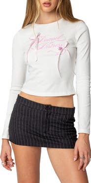 EDIKTED Damsel Long Sleeve Graphic T-Shirt
