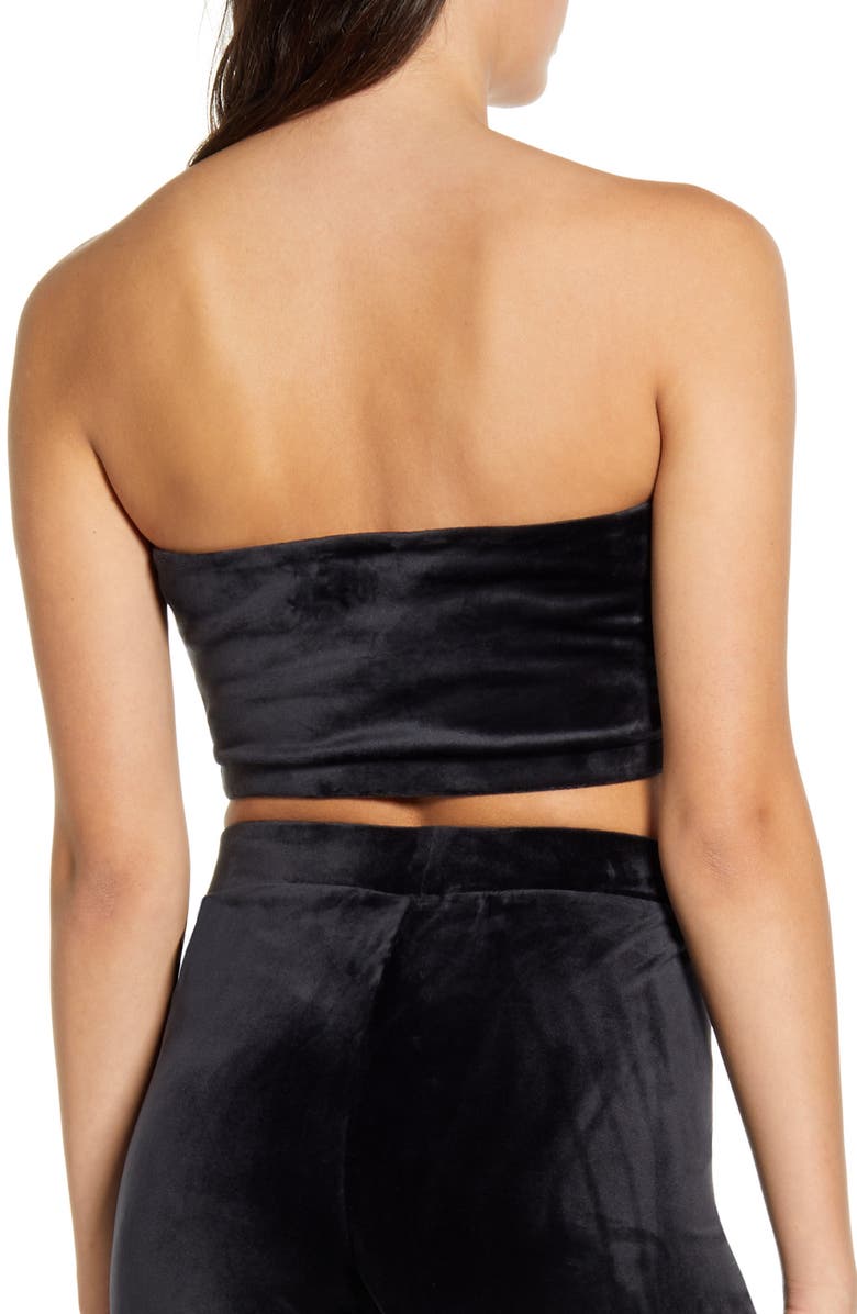 FILA Iman Rhinestone Logo Graphic Velvet Bandeau Top, Alternate, color, 