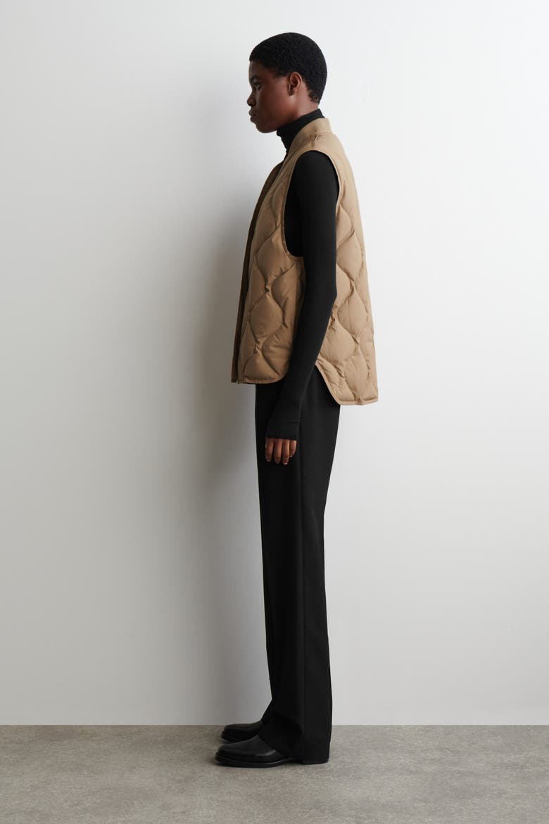 Oversized Quilted Down Gilet, Alternate, color, DARK BEIGE
