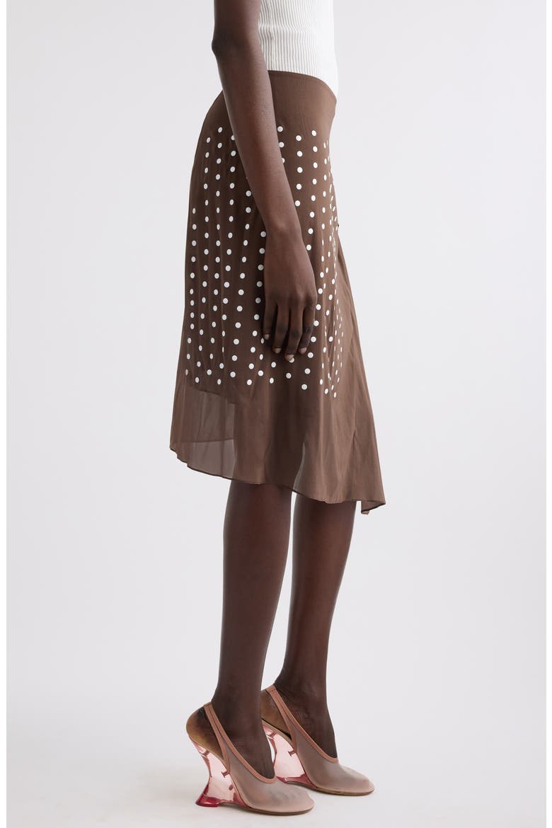 Sima Polka Dot Stretch Silk Wrap Skirt, Alternate, color, BROWN