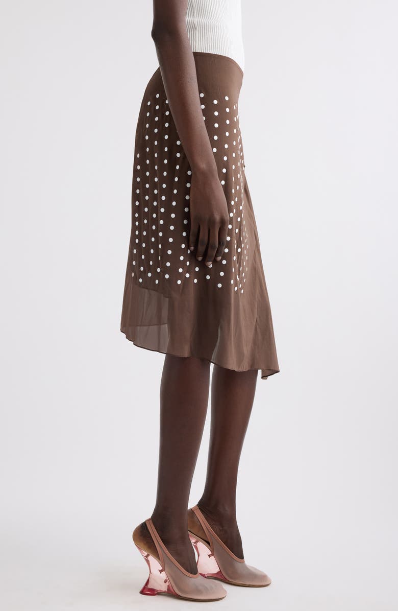 Dries Van Noten Sima Polka Dot Stretch Silk Wrap Skirt, Alternate, color, Brown