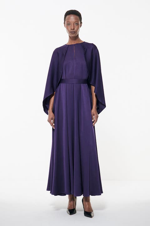 Cape Sleeve Belted Dress
