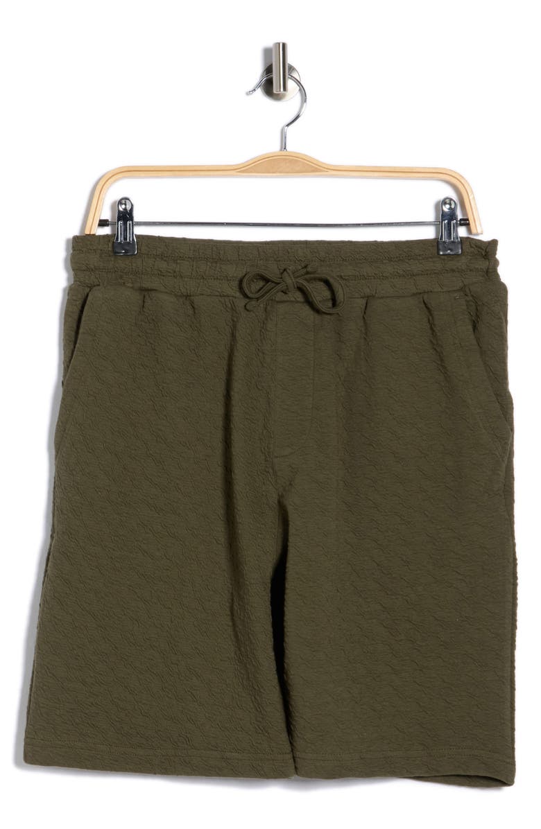 DENIM AND FLOWER Textured Shorts, Alternate, color, Olive