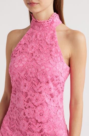 Issa Mock Neck Lace Cocktail Dress