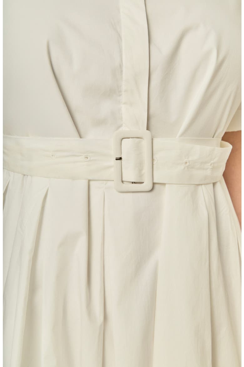Belted Cotton Midi Dress, Alternate, color, WHITE
