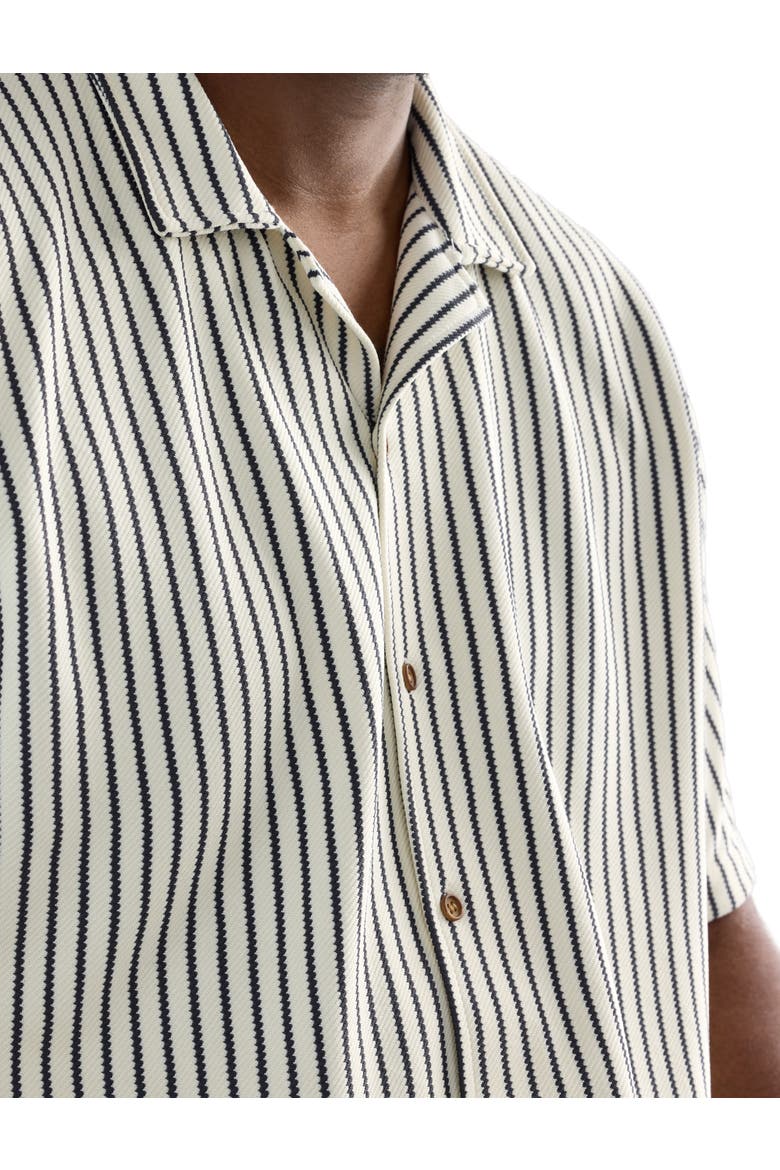 Big & Tall Striped Camp Shirt, Alternate, color, CREAM BLACK