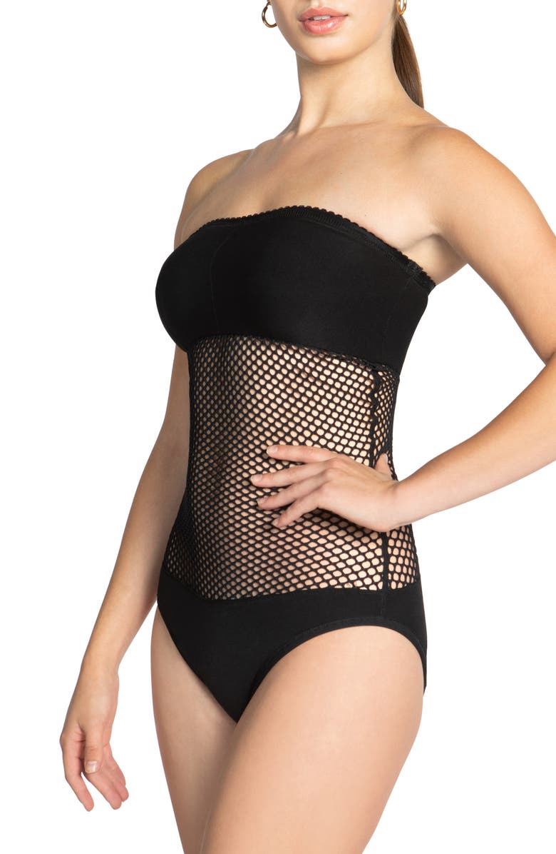 Robin Piccone Pua Strapless One-Piece Swimsuit, Alternate, color, Black