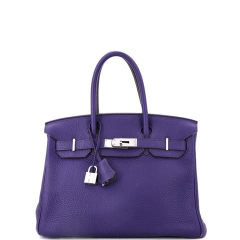Birkin Handbag Purple Togo with Palladium Hardware 30