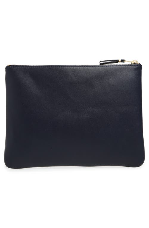 Comme Des Garçons Medium Classic Leather Zip-up Pouch In Black