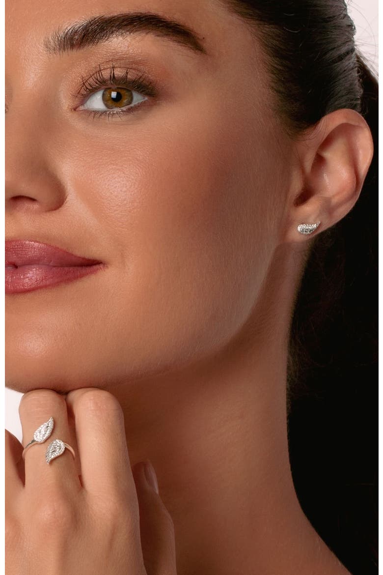 Divine Wings Sparkle Earrings, Alternate, color, Sterling Silver