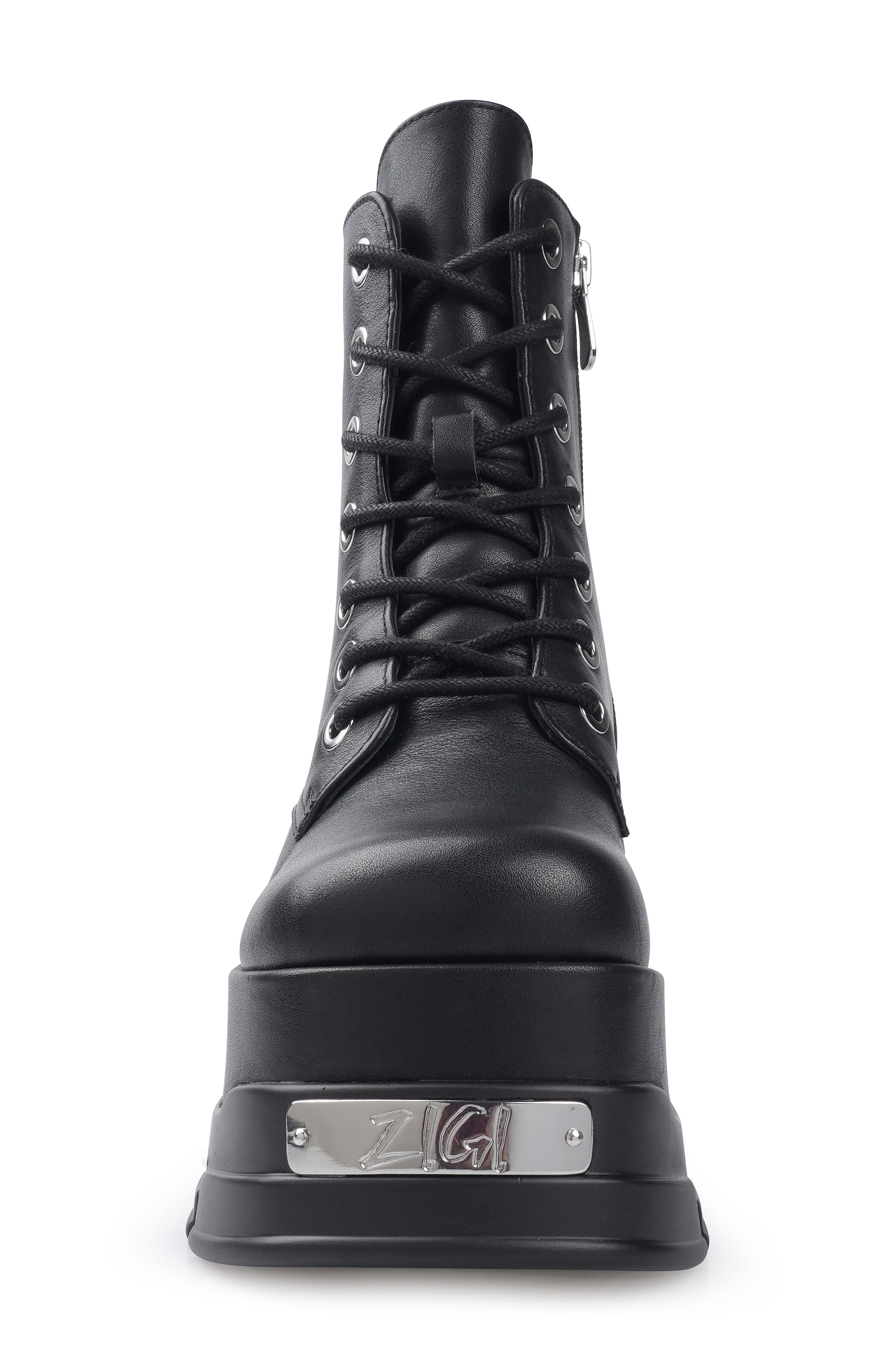 ZIGI Cataleya Platform Combat Boot, Alternate, color, Black Leather