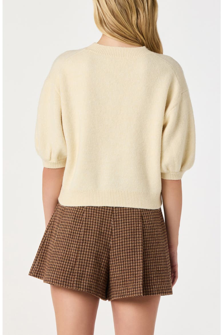 Crystal Embellished Short Sleeve Sweater, Alternate, color, CREAM