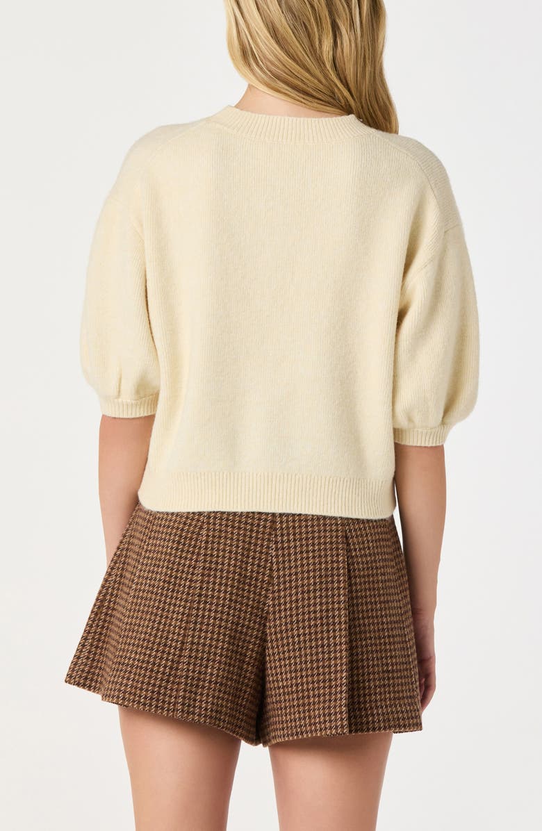 ASTR the Label Crystal Embellished Short Sleeve Sweater, Alternate, color, Cream