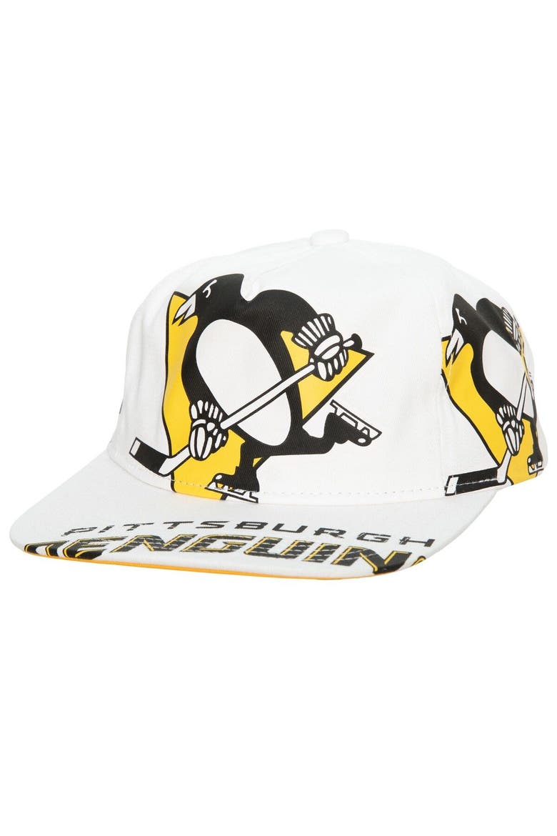 Men's Mitchell & Ness White Pittsburgh Penguins In Your Face Deadstock Snapback Hat, Main, color, White