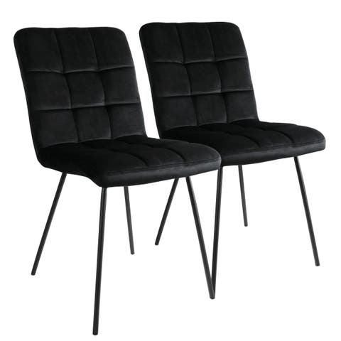 2 Piece Velvet Tufted Accent Chairs with Metal Legs