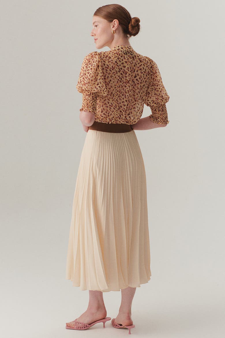 Diana Pleated Midi Skirt, Alternate, color, Ecru