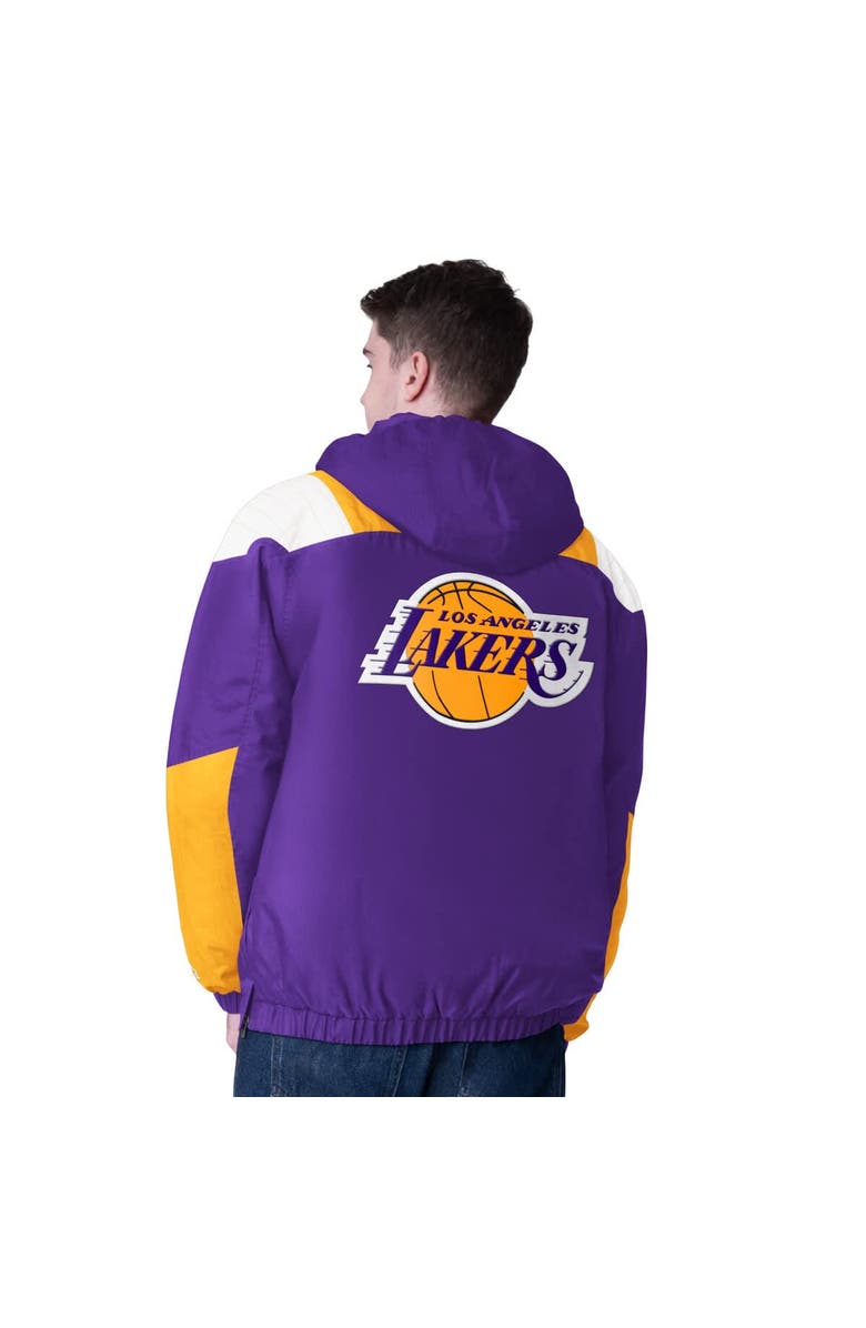 STARTER Men's Starter  Purple/Gold Los Angeles Lakers Charger Half-Zip Pullover Jacket, Alternate, color, 