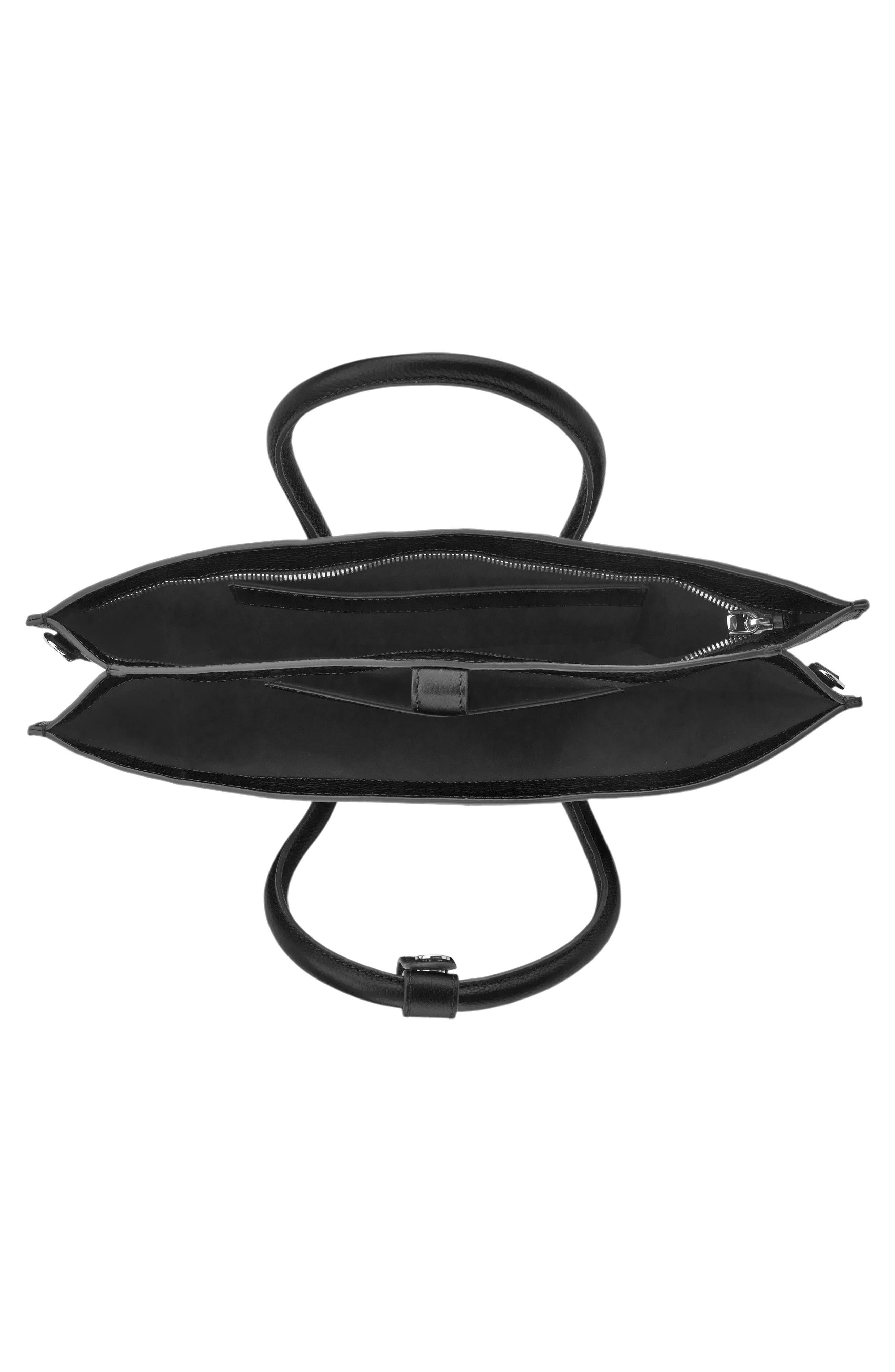 behno Frida Leather Baguette Top Handle Bag, Alternate, color, Black