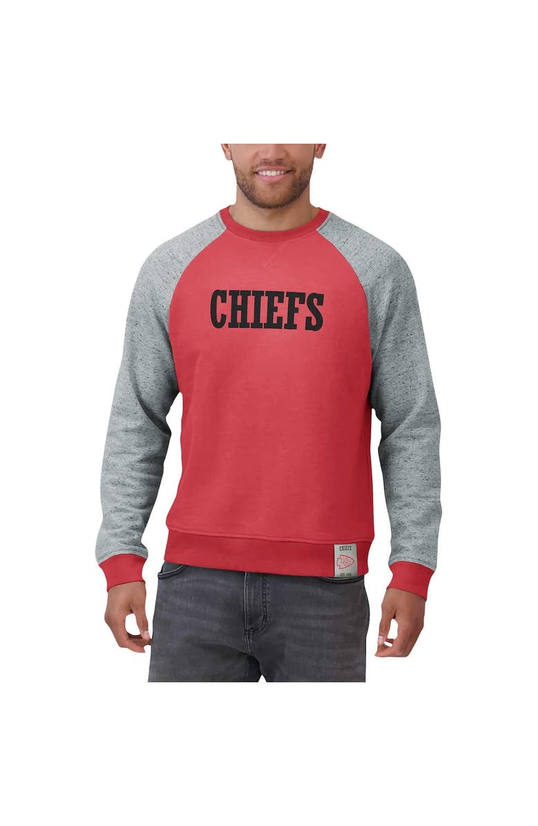 Darius Rucker Collection by Fanatics Men's Darius Rucker Collection by Fanatics Heather Gray/Red Kansas City Chiefs Colorblock Pullover Sweatshirt, Alternate, color, Heather Gray