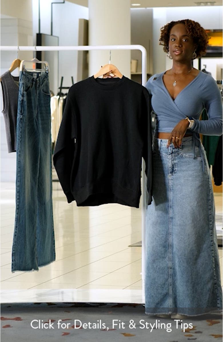 Fleece Detail Oversize Crewneck Sweatshirt, sales video thumbnail