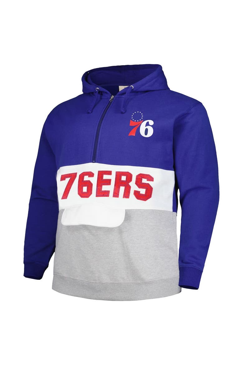 Men's Fanatics Branded Royal Philadelphia 76ers Big & Tall Anorak Half-Zip Hoodie, Alternate, color, Royal