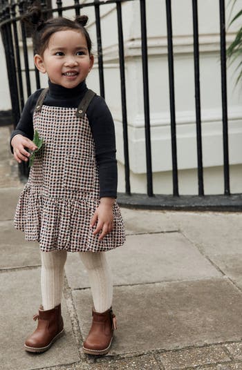 Kids' Gingham Cotton Seersucker Pinafore Dress