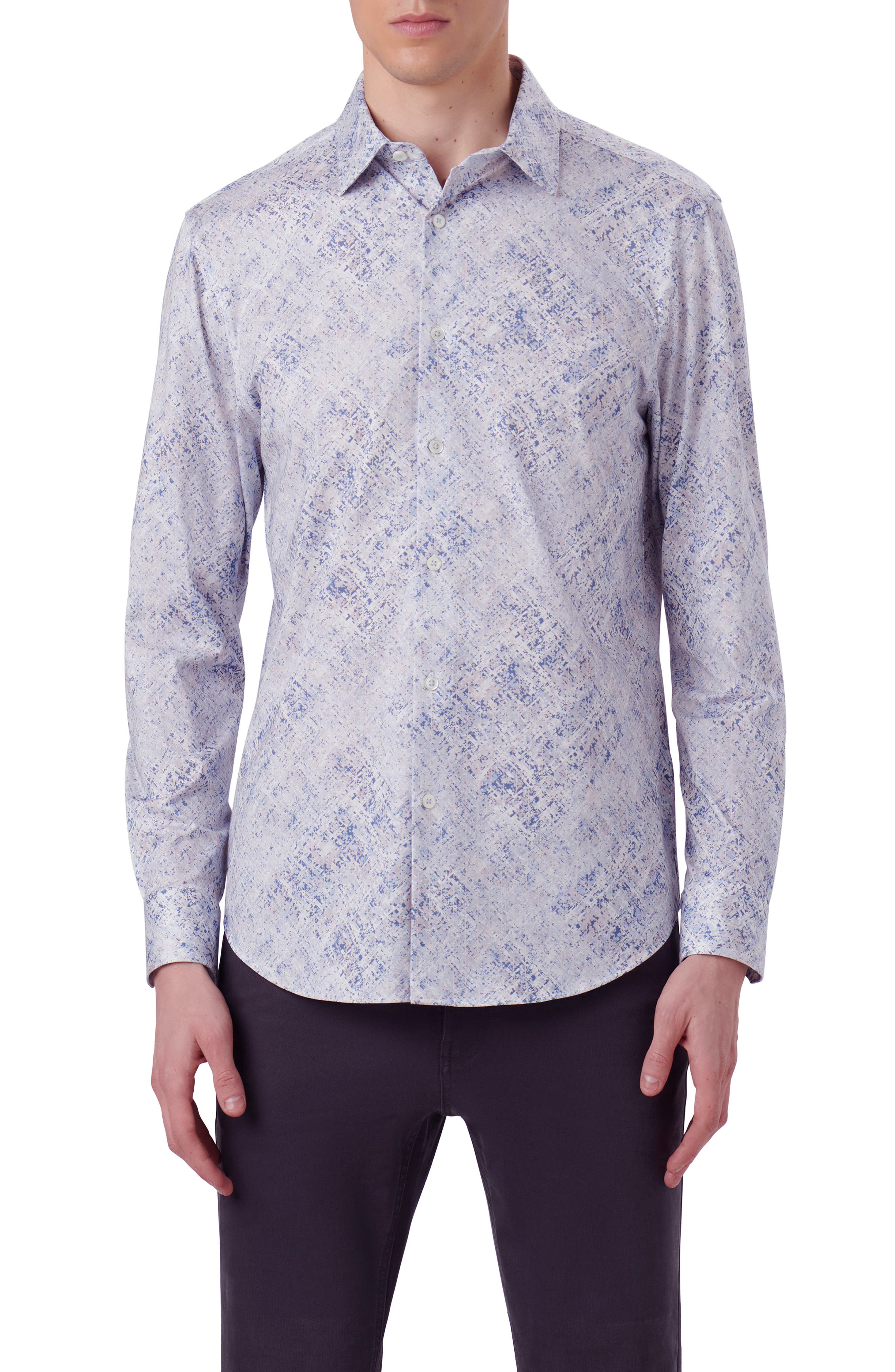 James OoohCotton® Watercolor Print Stretch Cotton Button-Up Shirt