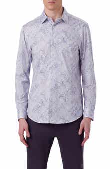 James OoohCotton® Watercolor Print Stretch Cotton Button-Up Shirt
