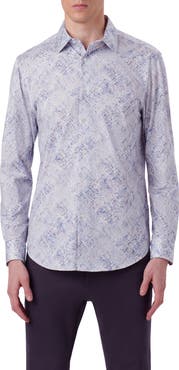 Bugatchi James OoohCotton® Watercolor Print Stretch Cotton Button-Up Shirt