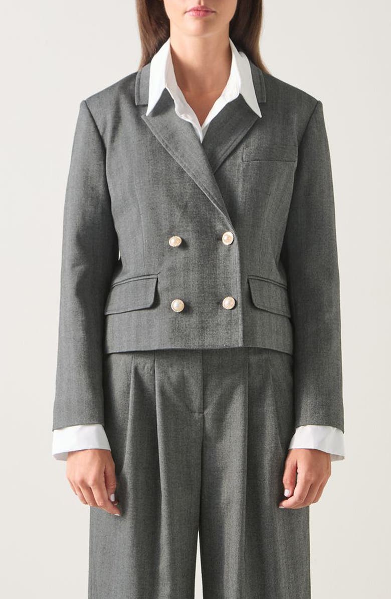 LK Bennett Liz Double Breasted Crop Blazer, Main, color, Grey Multi