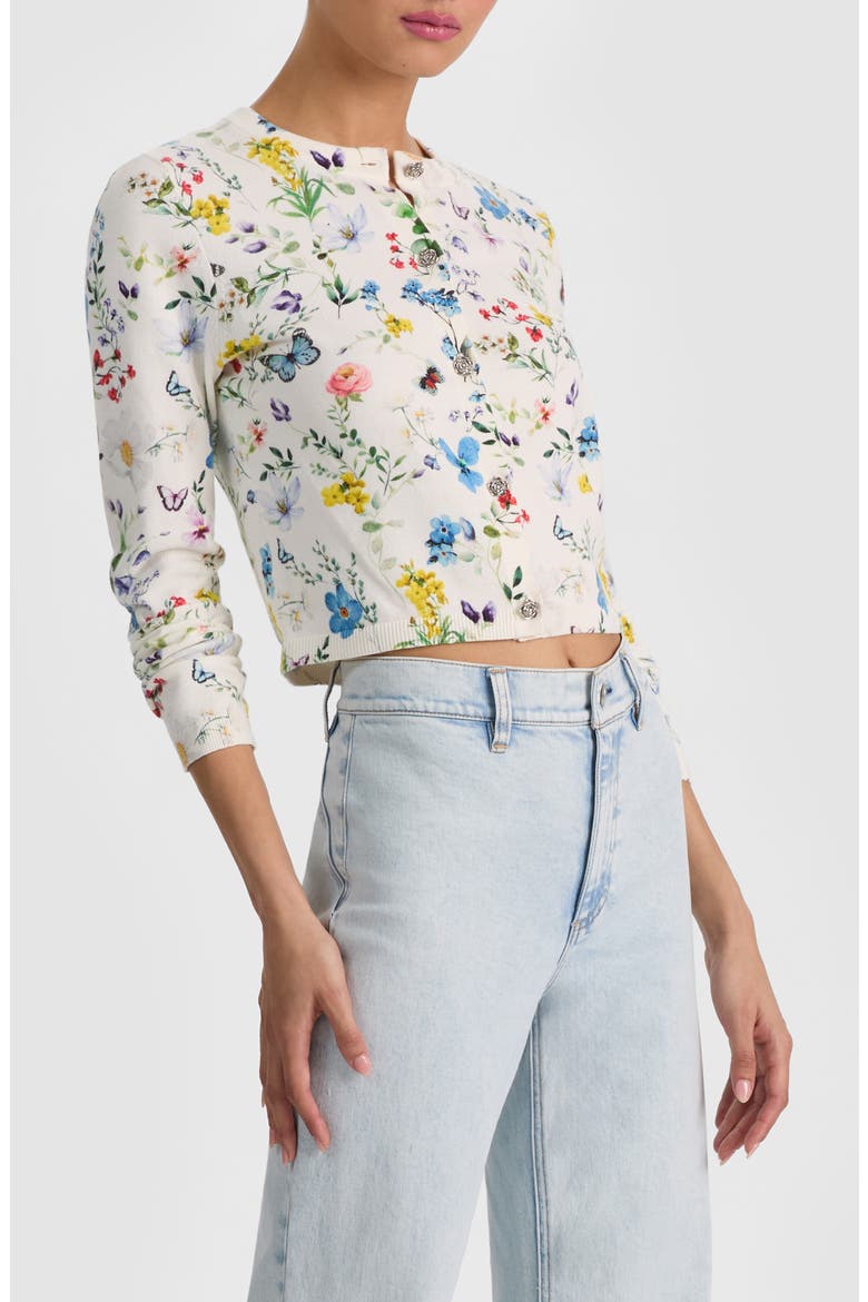 Carson Floral Cotton Blend Cardigan, Alternate, color, TWISTING VINES OFF WHITE