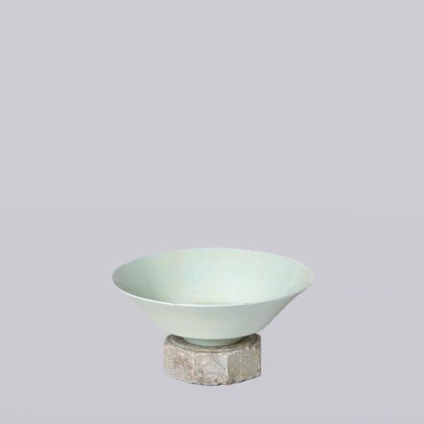 Celadon Porcelain Large Peony Conical Bowl