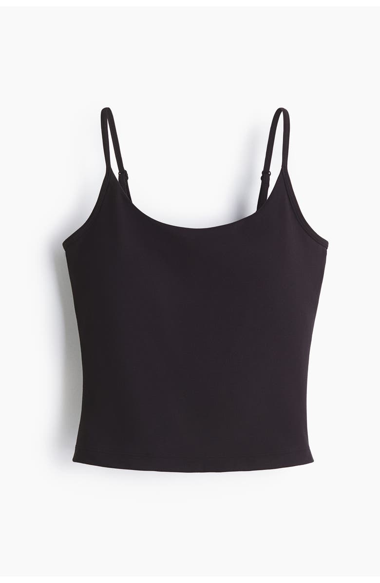 H&M Integral-bra Sports Strappy Top With Softmove, Main, color, Black