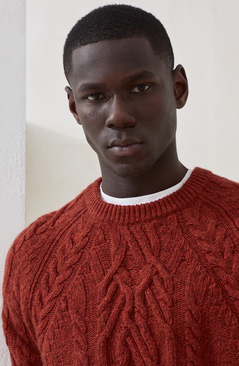 Brunello Cucinelli Cable knit sweater, Alternate, color, Orange