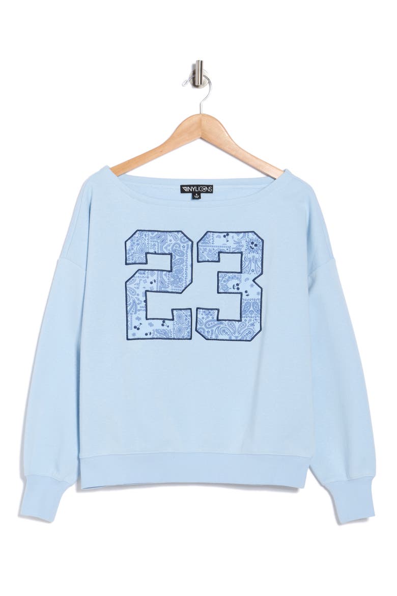 23 Appliqué Fleece Sweatshirt, Alternate, color, LIGHT BLUE