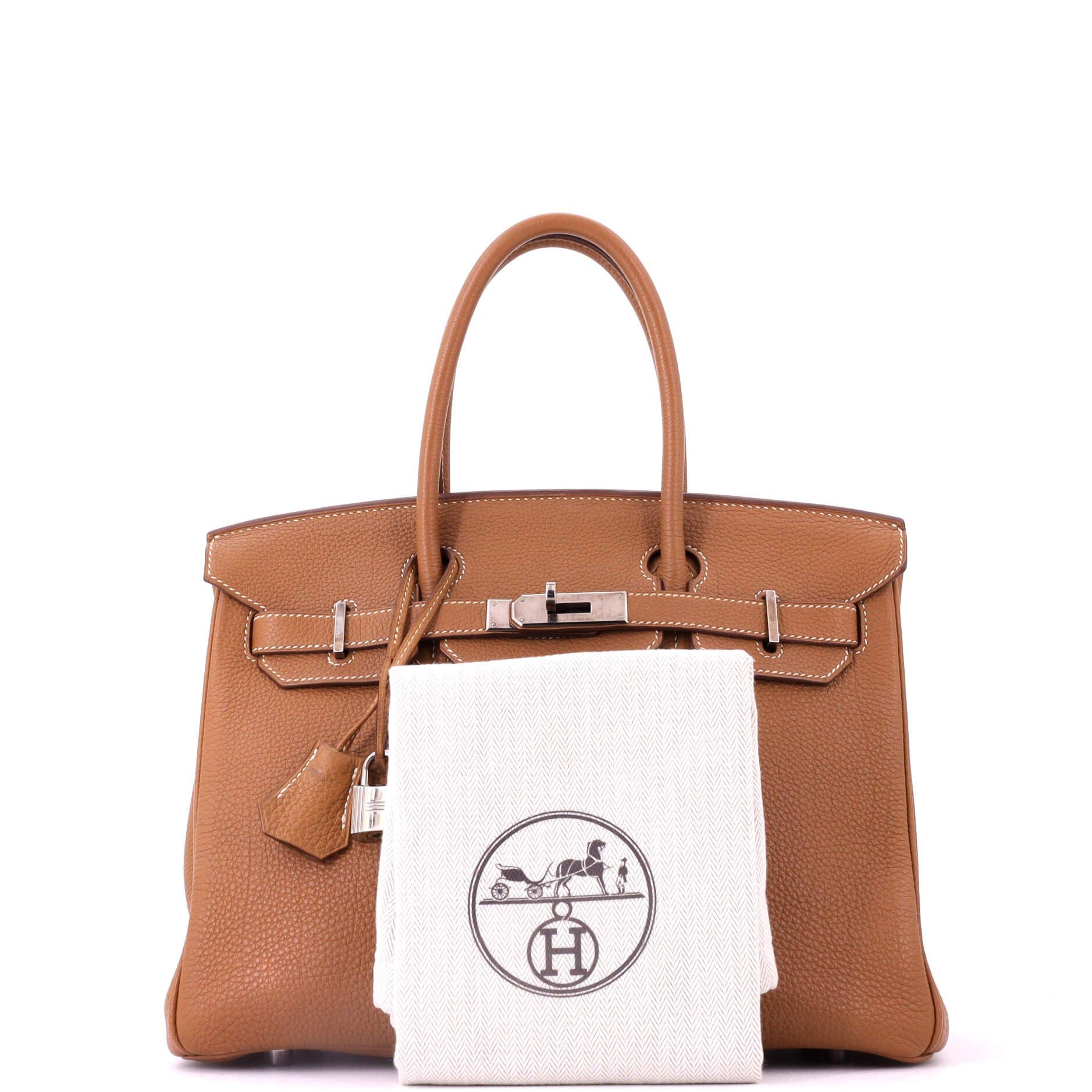 Pre-Owned Hermes Birkin Handbag Brown Togo with Palladium Hardware 30, Alternate, color, Gold