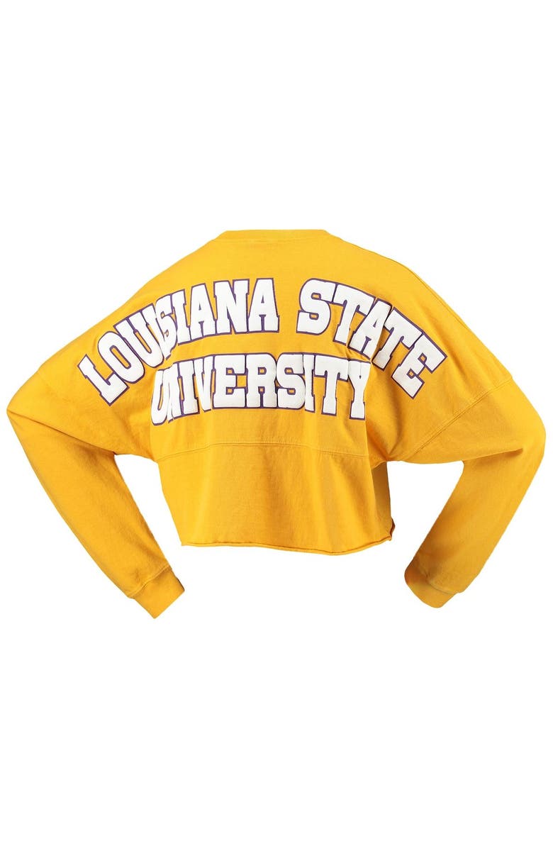 SPIRIT JERSEY Women's Gold LSU Tigers Laurels Crop Long Sleeve T-Shirt, Alternate, color, 