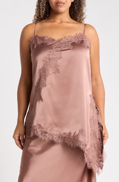 Asymmetric Satin Lace Top