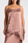 Renee C Asymmetric Satin Lace Top