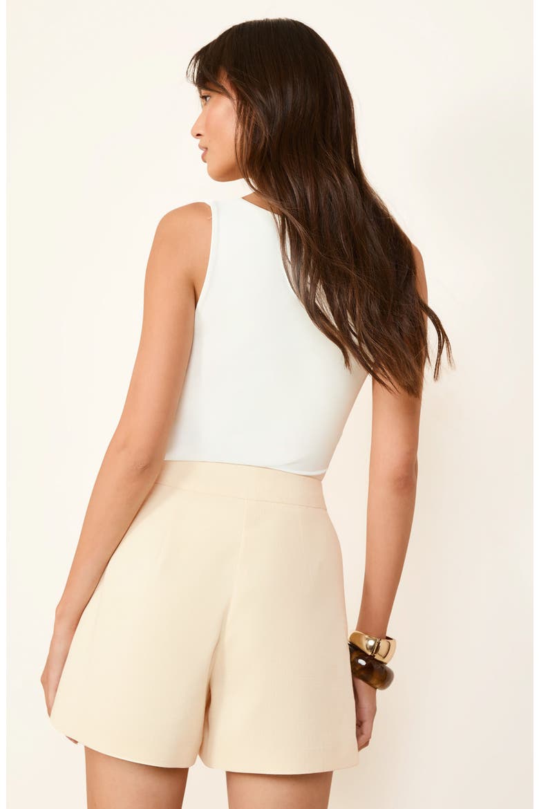 Crosshatch Textured High Waist Shorts, Alternate, color, CREAM