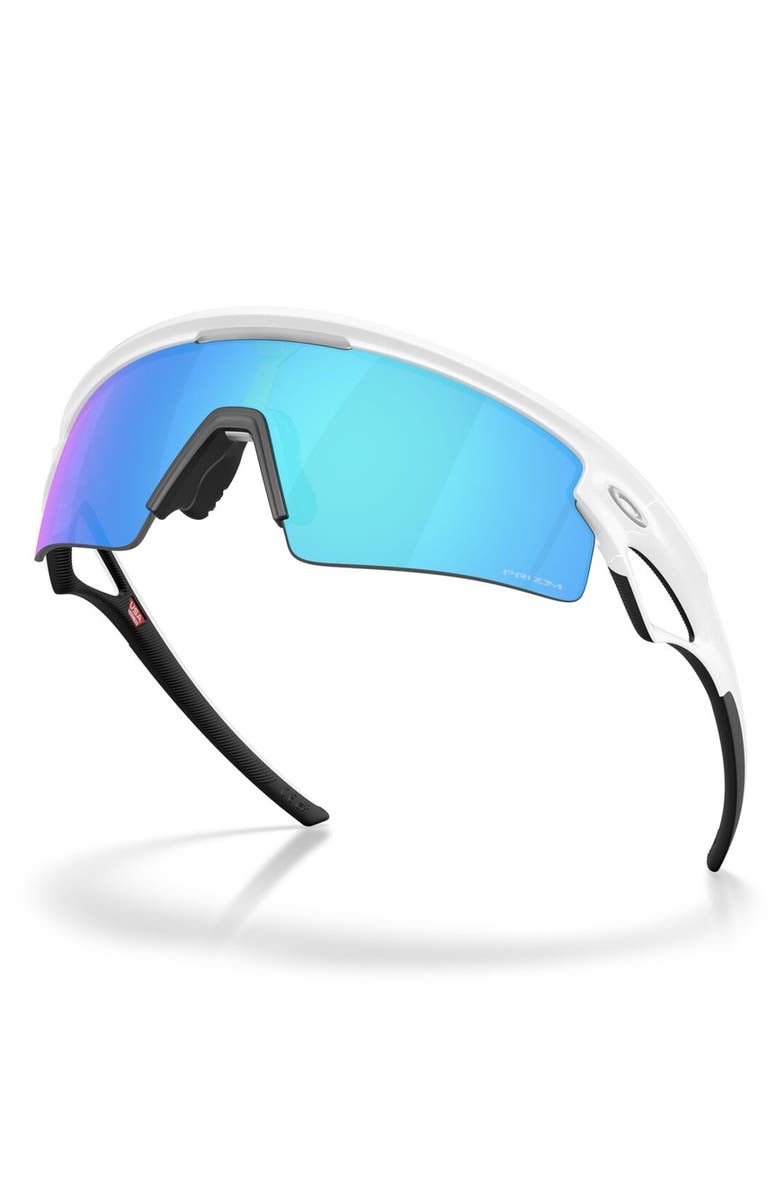 Oakley Sphaera Strike Rectangular Shield Sunglasses, Alternate, color, Matte White / Prizm Sapphire