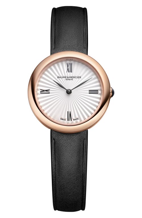 Joia de Baume & Mercier Leather Strap Watch, 28mm in Silver/rose Gold at Nordstrom